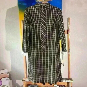 NWT Vintage 1950’s Windowpane Lace Scooter Dress Long Sleeves Midi Size 10